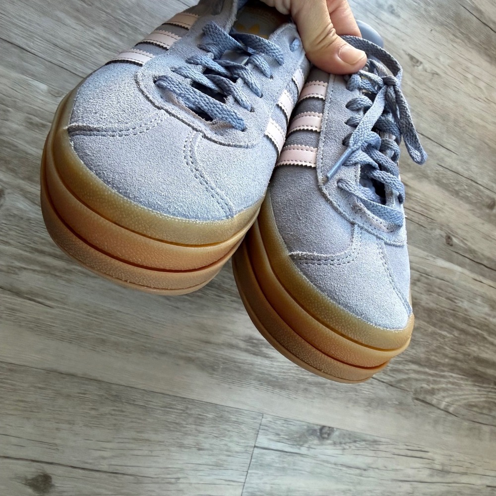 Adidas Gazelle Bold Kids Blue Grey Suede Triple Platform Sneakers JQ1297 Sz 4 - Picture 10 of 11